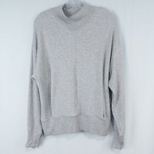 Athleta Apollo Crewneck Sweatshirt Womens Small Gray Thumbholes Athleisure Cozy